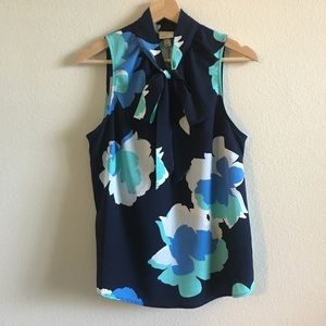 Tie-Neck Floral Blouse